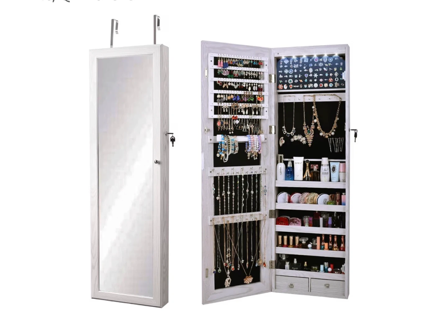 New White Over-the-Door Jewelry Armoire