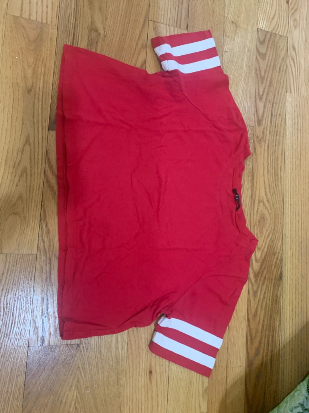 Red Crop Top with White Stripes