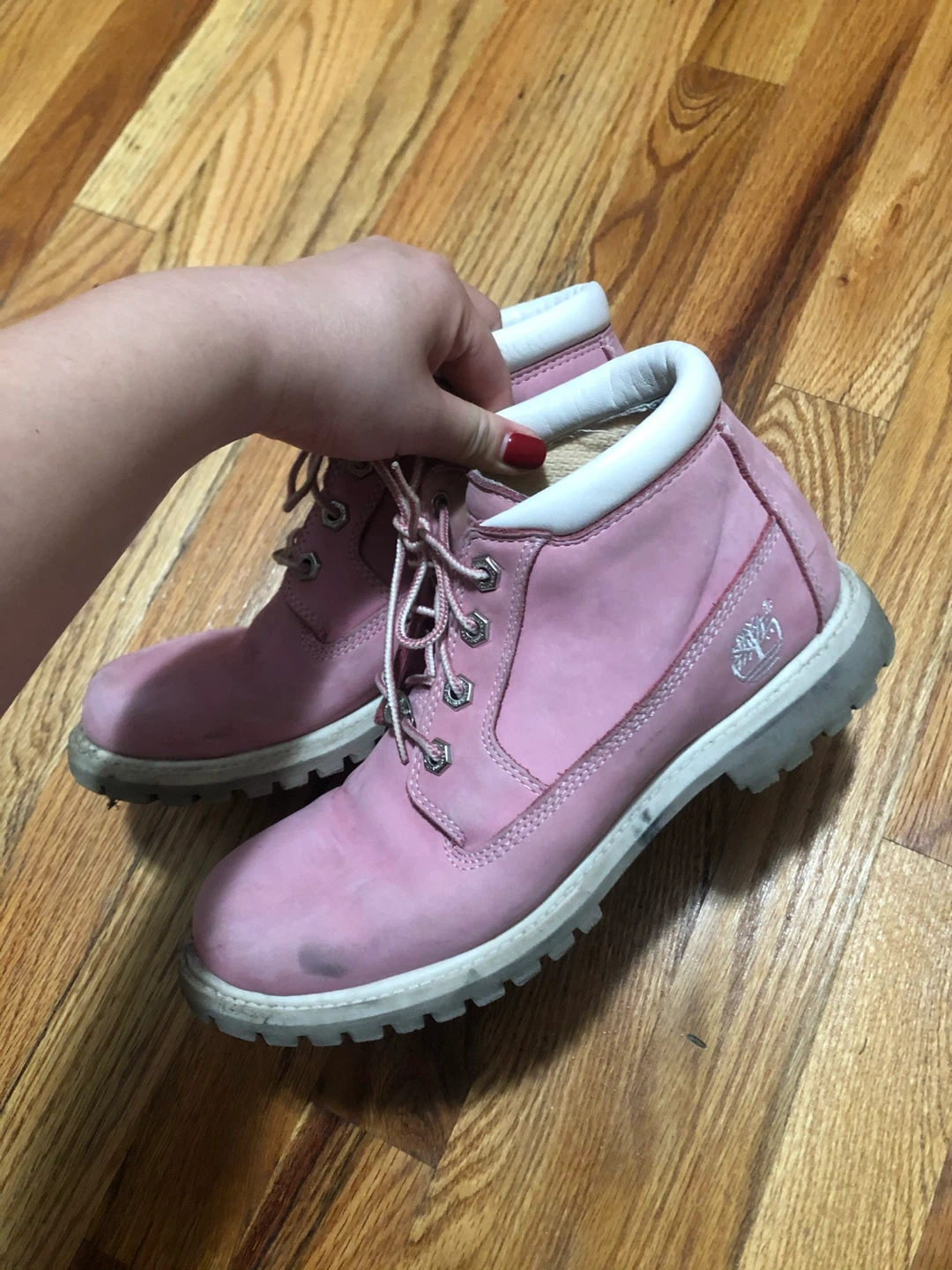 Timberland Pink Leather Ankle Boots Women Size 8 - photo 3
