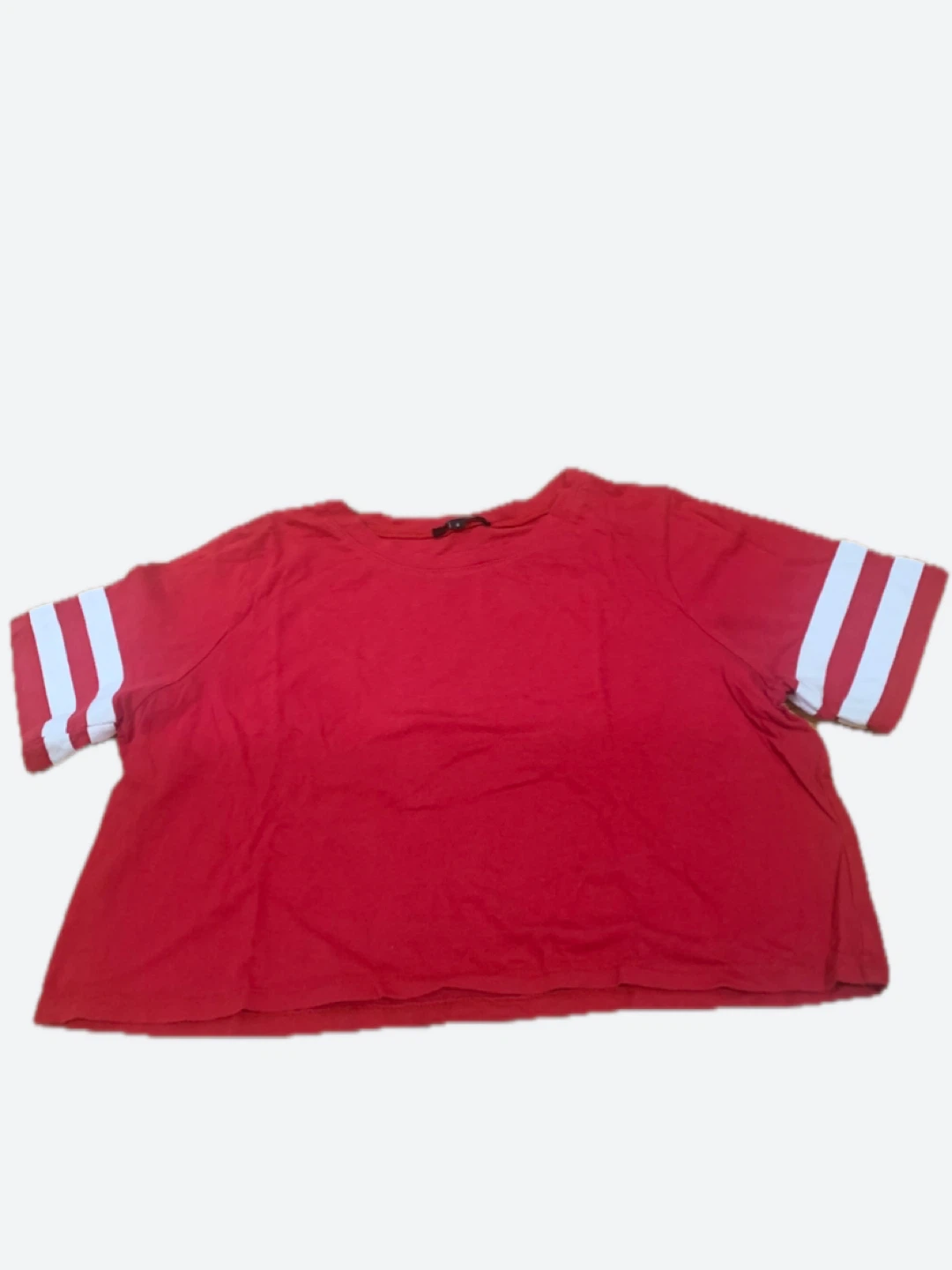 Red Crop Top with White Stripes - photo 2
