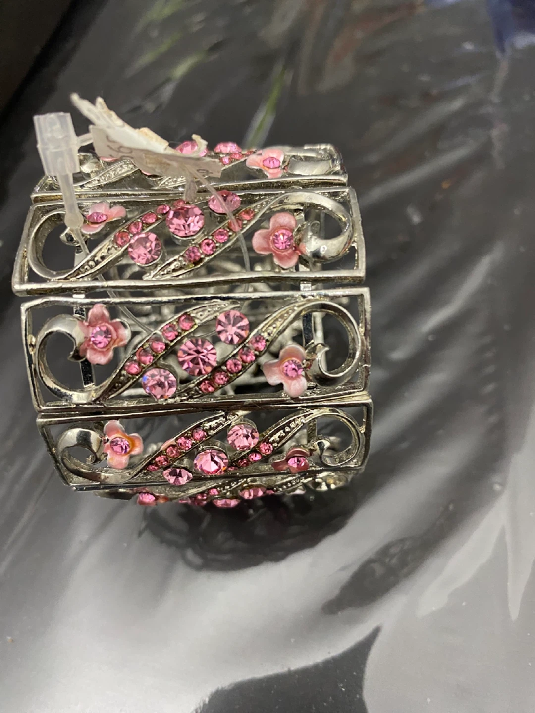 Silver Tone & Pink Floral Bracelet - photo 2