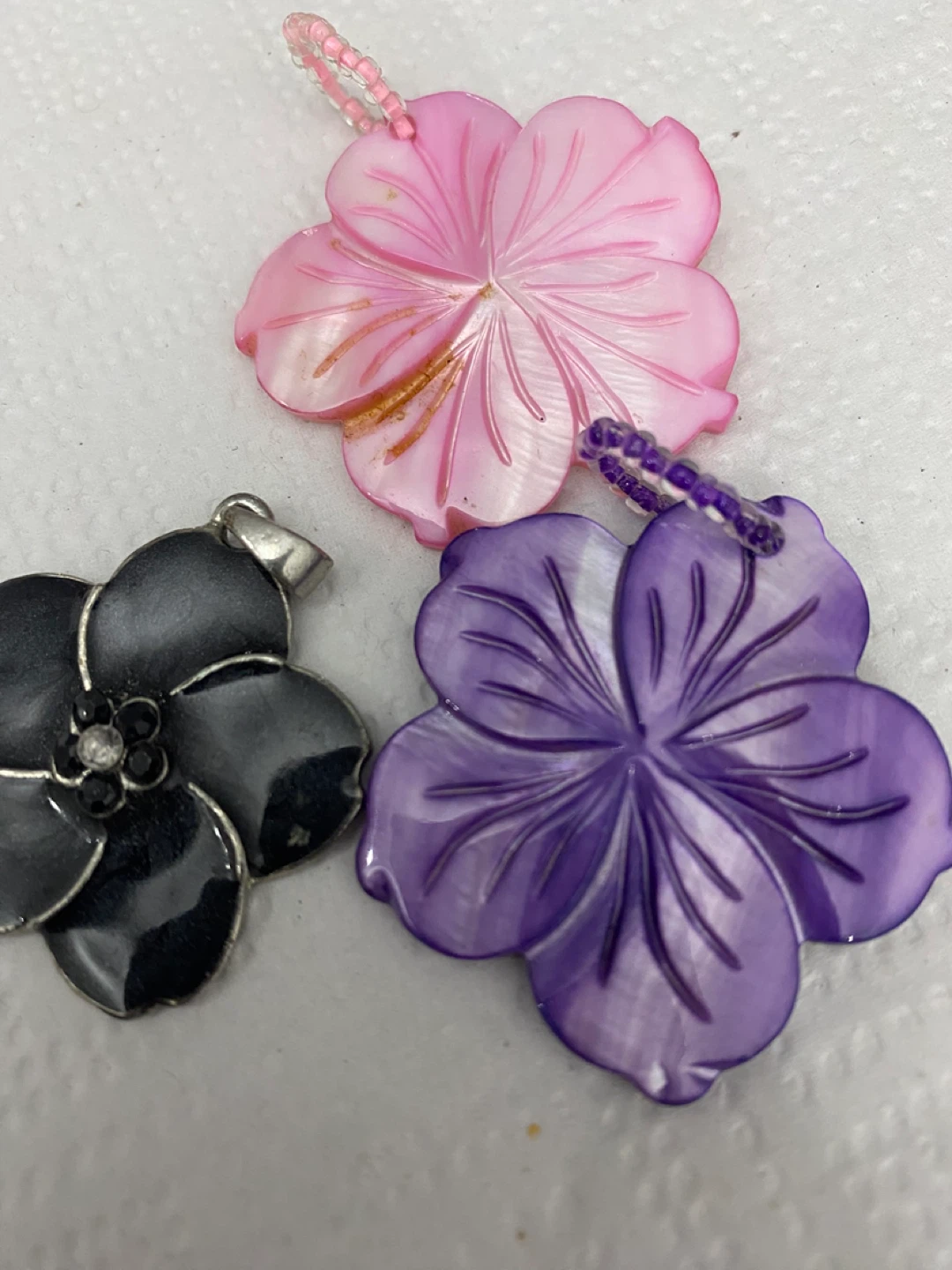 Flower Pendants - Pink, Purple, Black