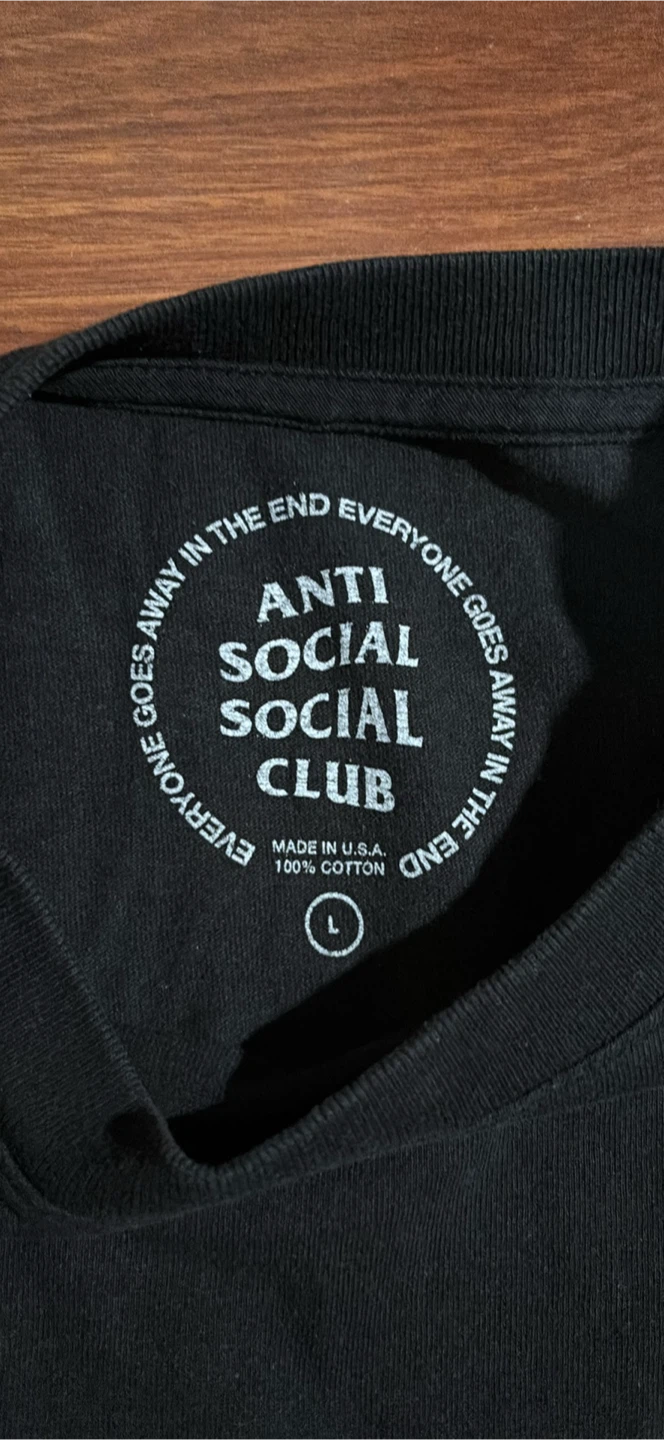 Anti Social Social Club Black Tee - Size L - photo 3