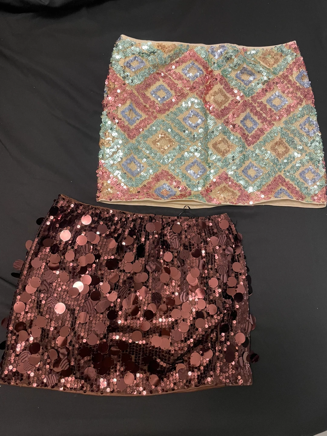 Two Sequin Mini Skirts