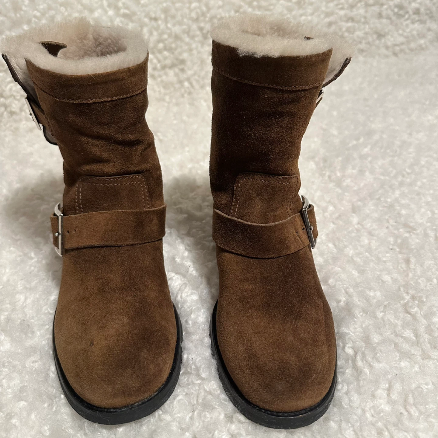Jimmy Choo Brown Suede Biker Boots Size 39.5 - photo 3