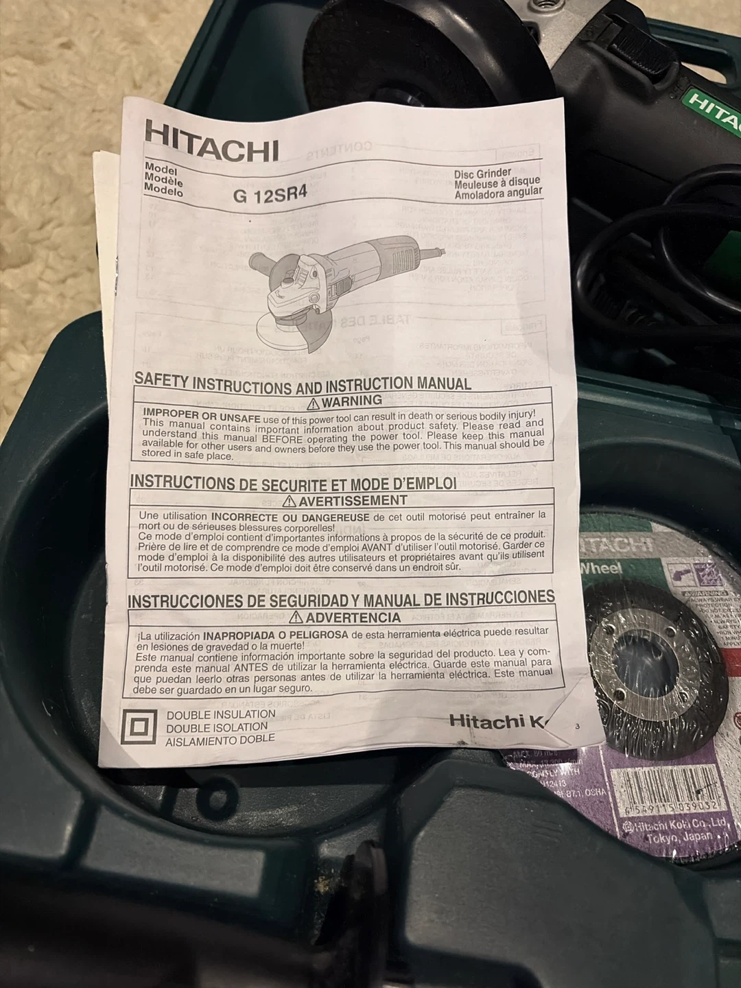 Hitachi G12SR4 Disc Grinder with Case - photo 3