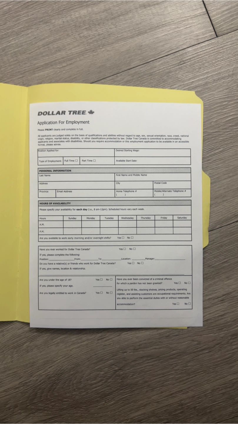 Dollar Tree -Job Application
