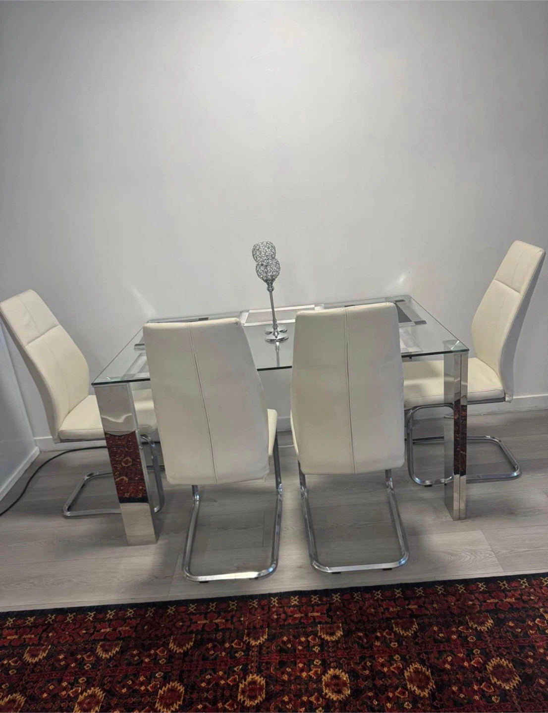 Glass Dining Table with 4 Chairs