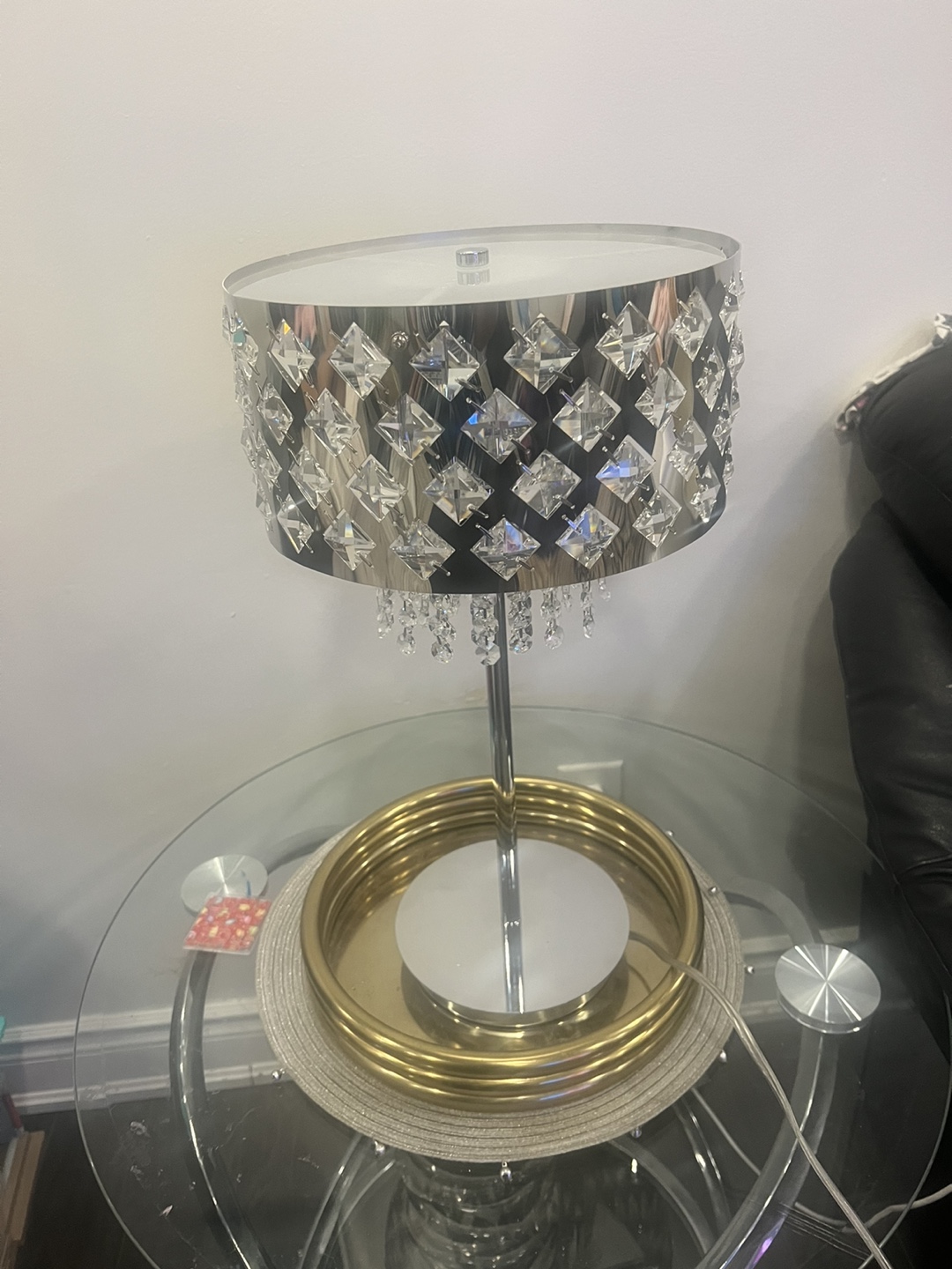 Crome n Crystal Table Lamp heavy quality  brand new - photo 2