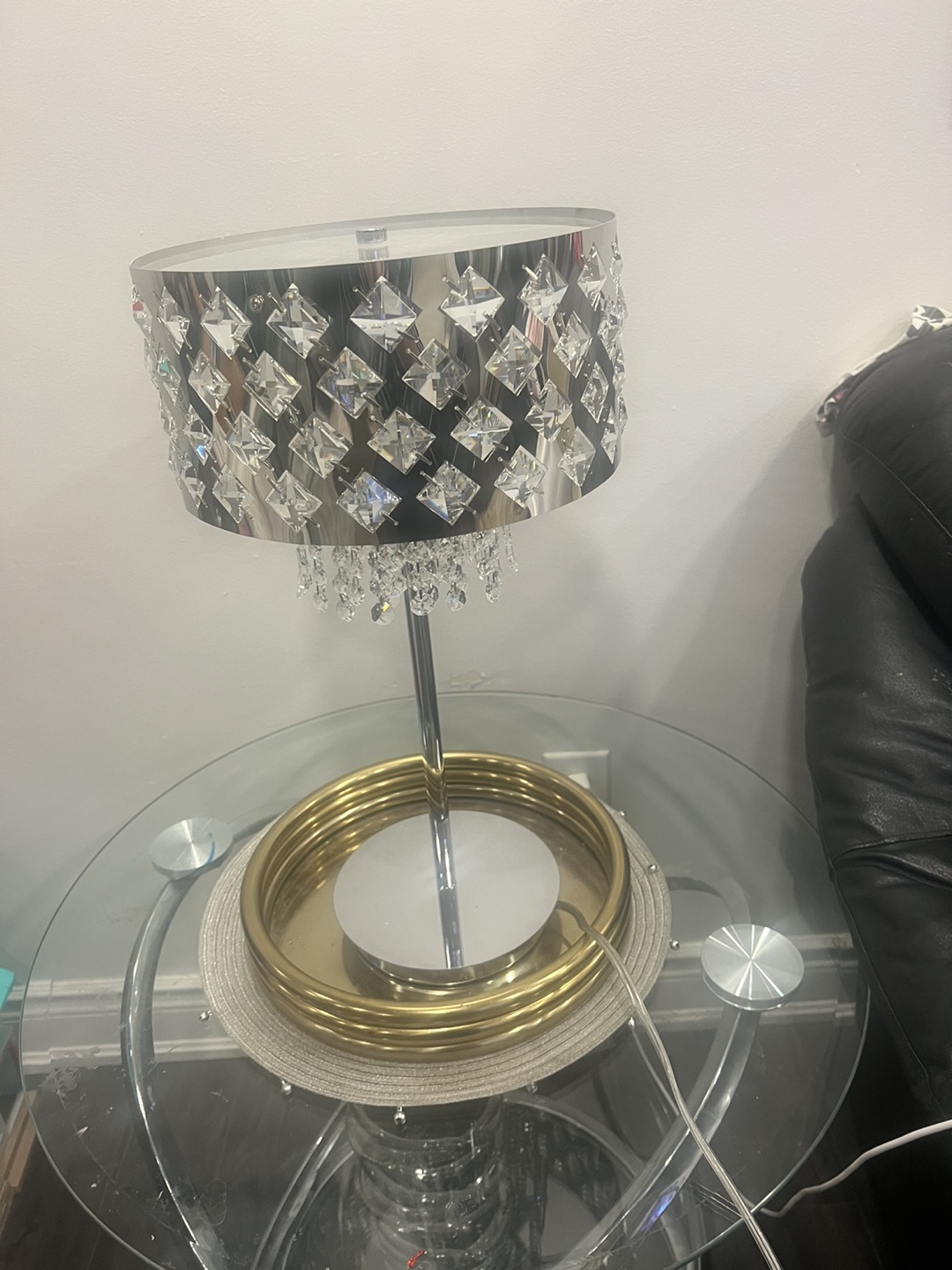 Crome n Crystal Table Lamp heavy quality  brand new