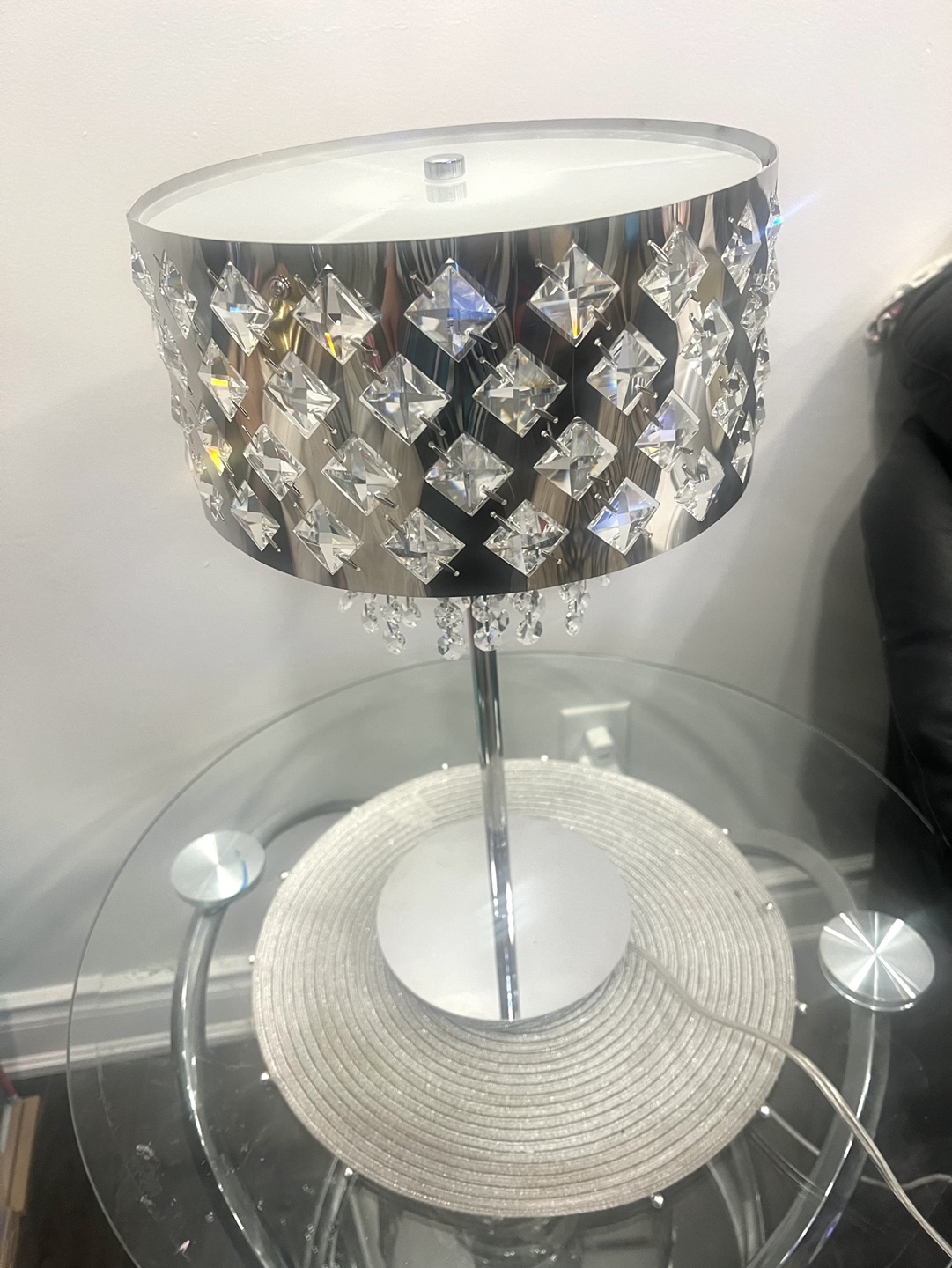 Crome n Crystal Table Lamp heavy quality  brand new - photo 4