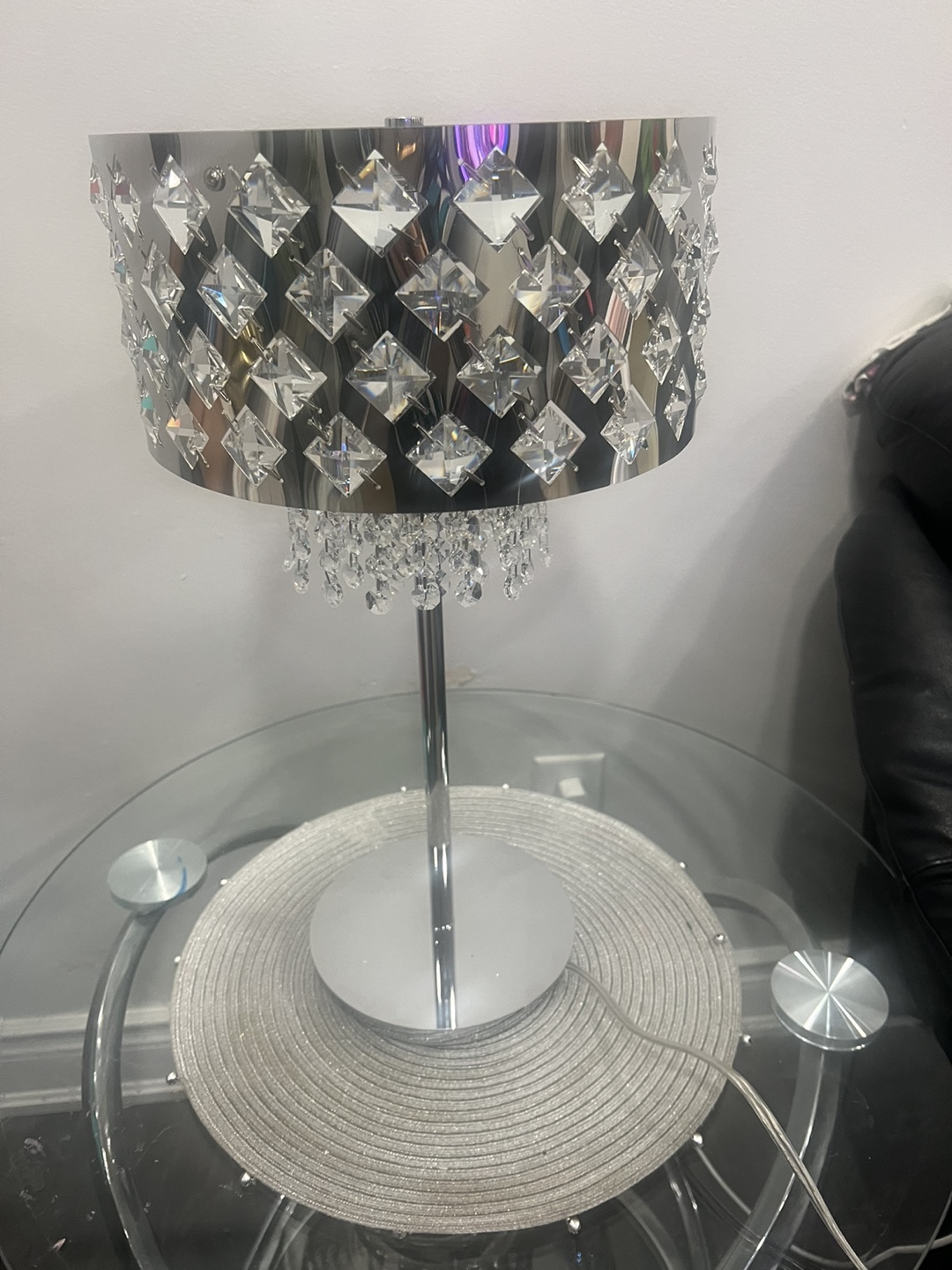 Crome n Crystal Table Lamp heavy quality  brand new - photo 5