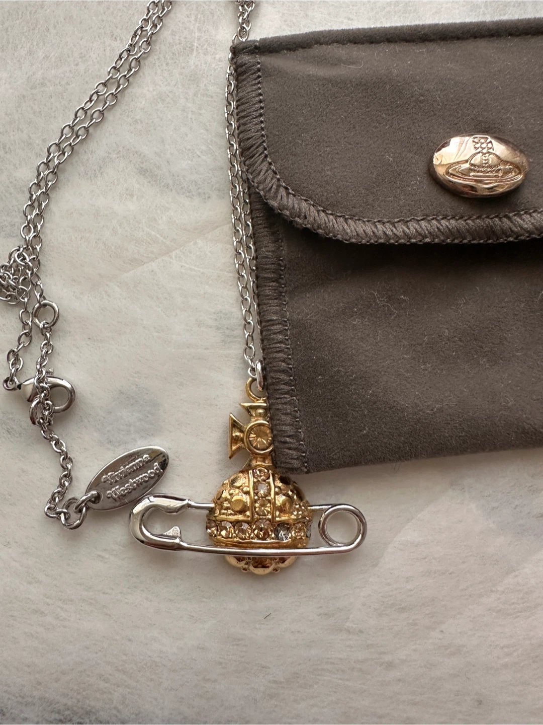 Vivienne Westwood Orb Safety Pin Necklace