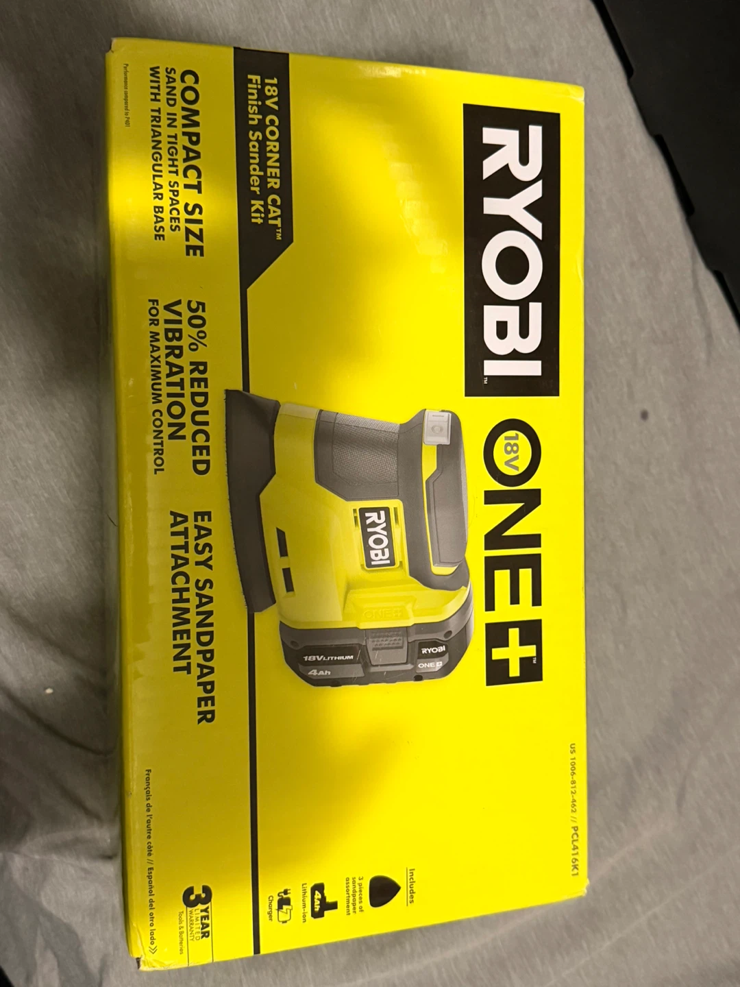 Ryobi ONE+ 18V Corner Cat Finish Sander Kit - New
