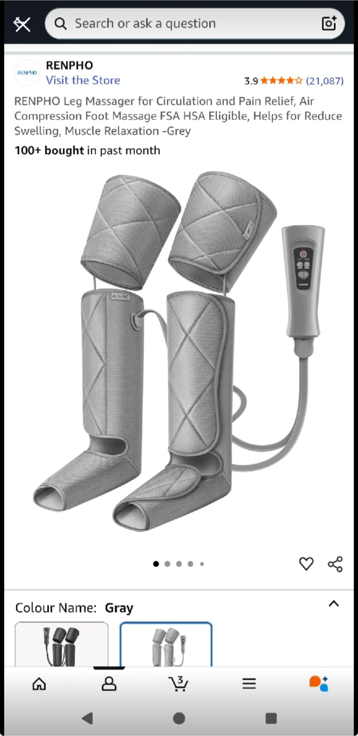 RENPHO Leg Massager - Air Compression, Gray
