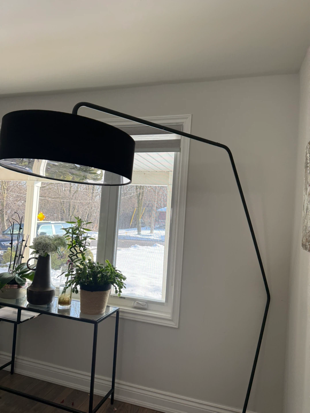 2 Black Arc Floor Lamp with marble base