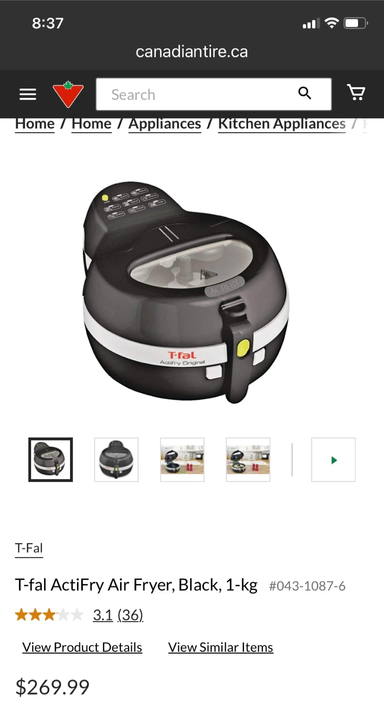 T-fal ActiFry Air Fryer, Black, 1-kg