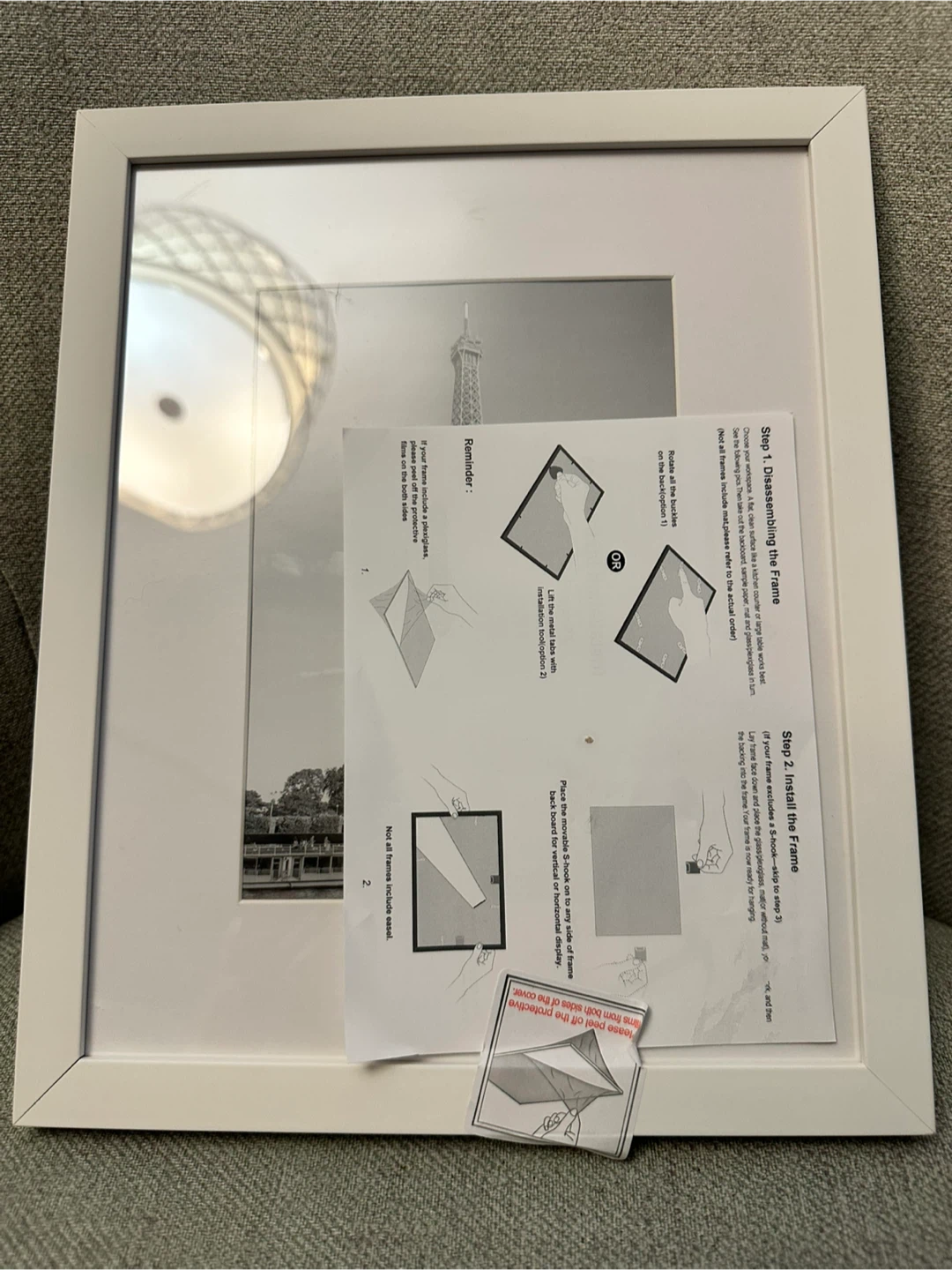 White Picture Frame with Eiffel Tower Print