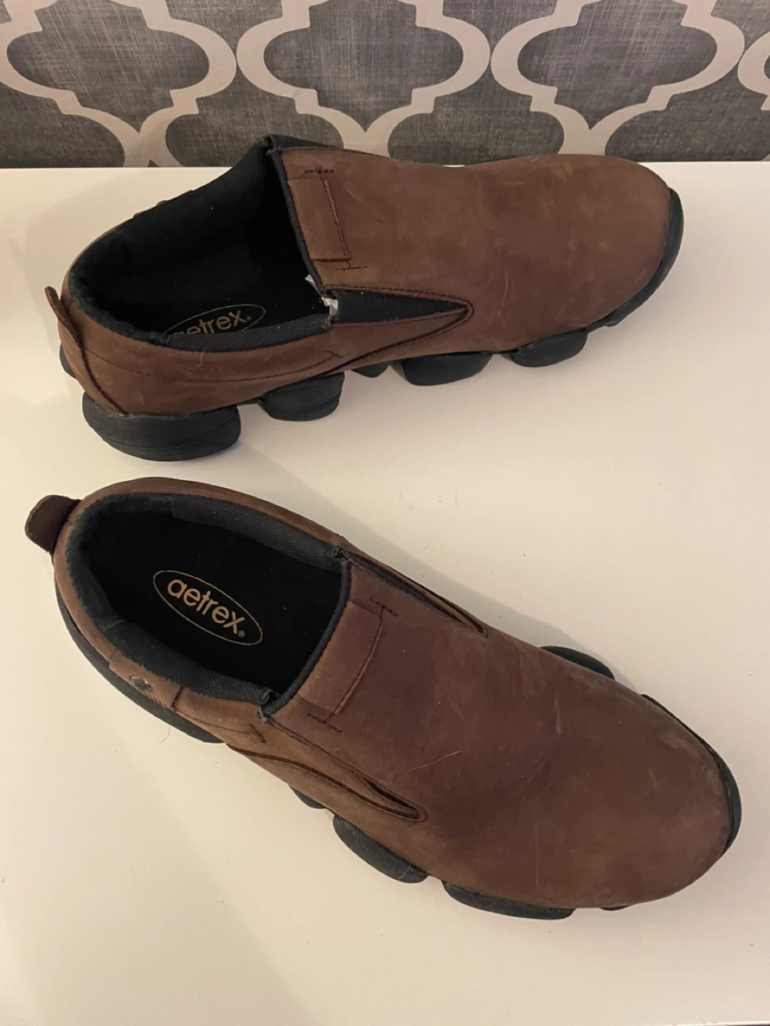 Aetrex Brown Leather Slip-On Shoes