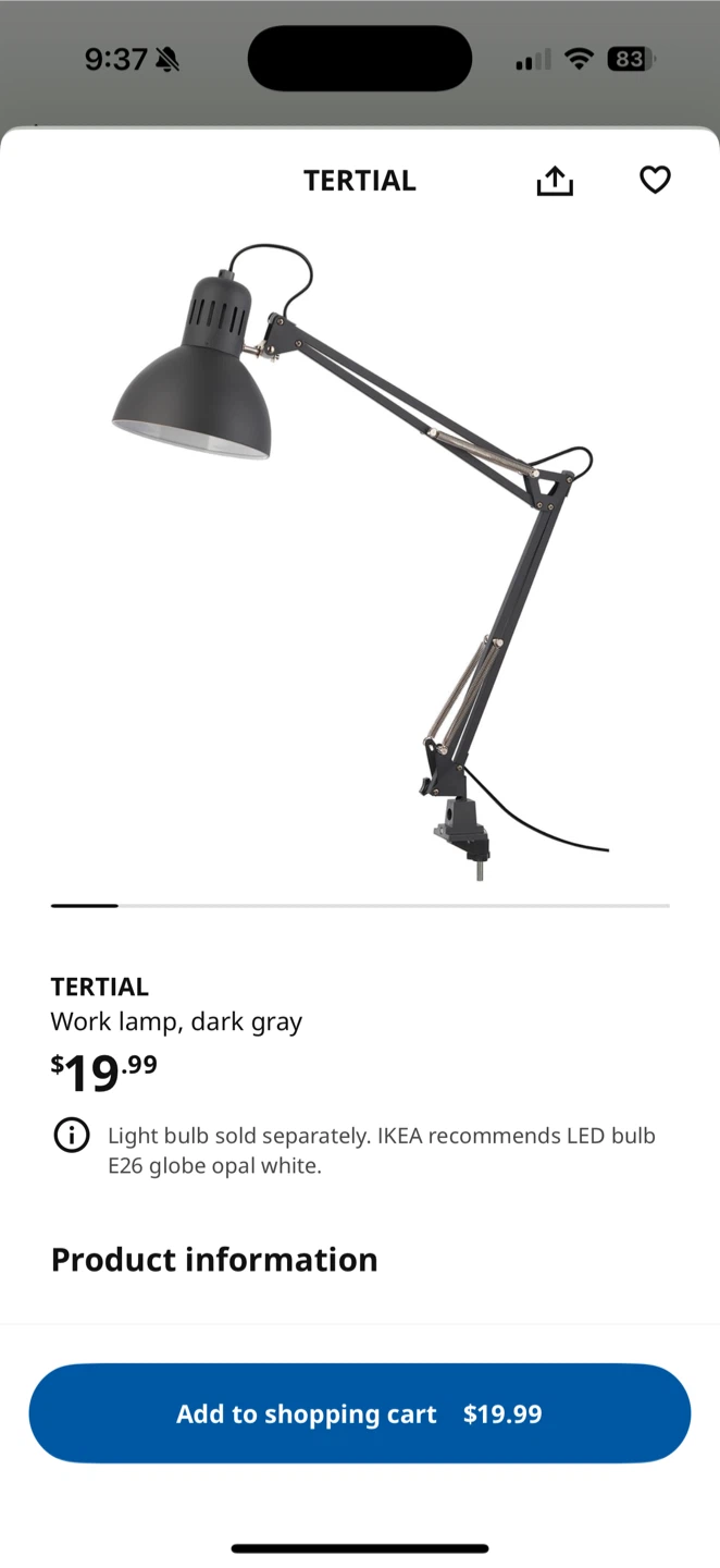 IKEA Tertial Work Lamp - Dark Gray - photo 2