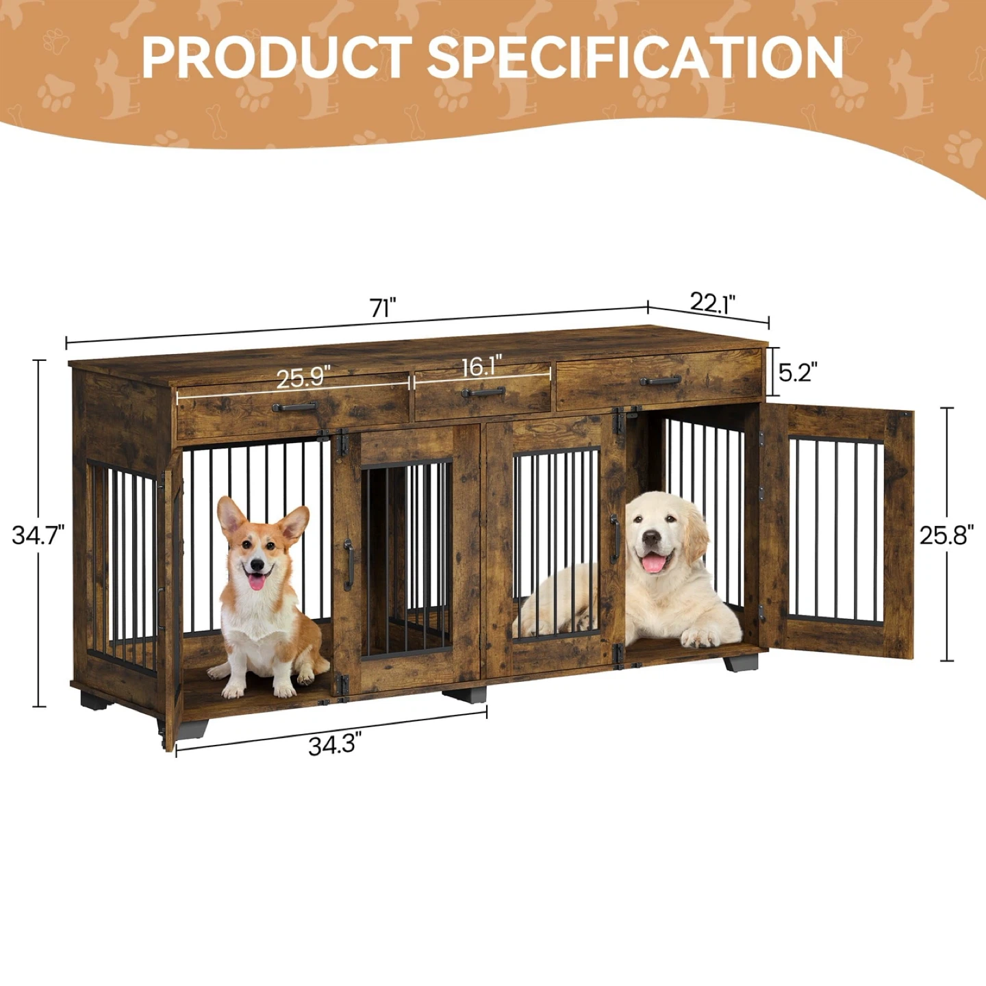 3-in-1 Double Dog Crate/TV Stand - photo 3