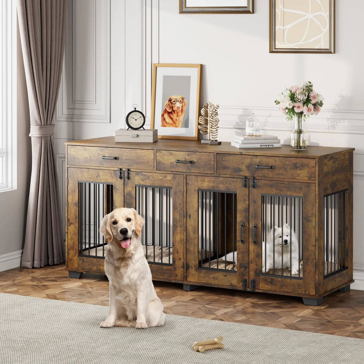 3-in-1 Double Dog Crate/TV Stand - photo 2