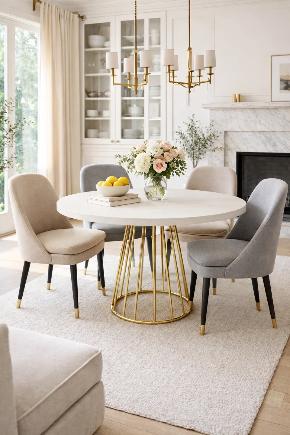 Round Dining Table w/ Gold Base - photo 2