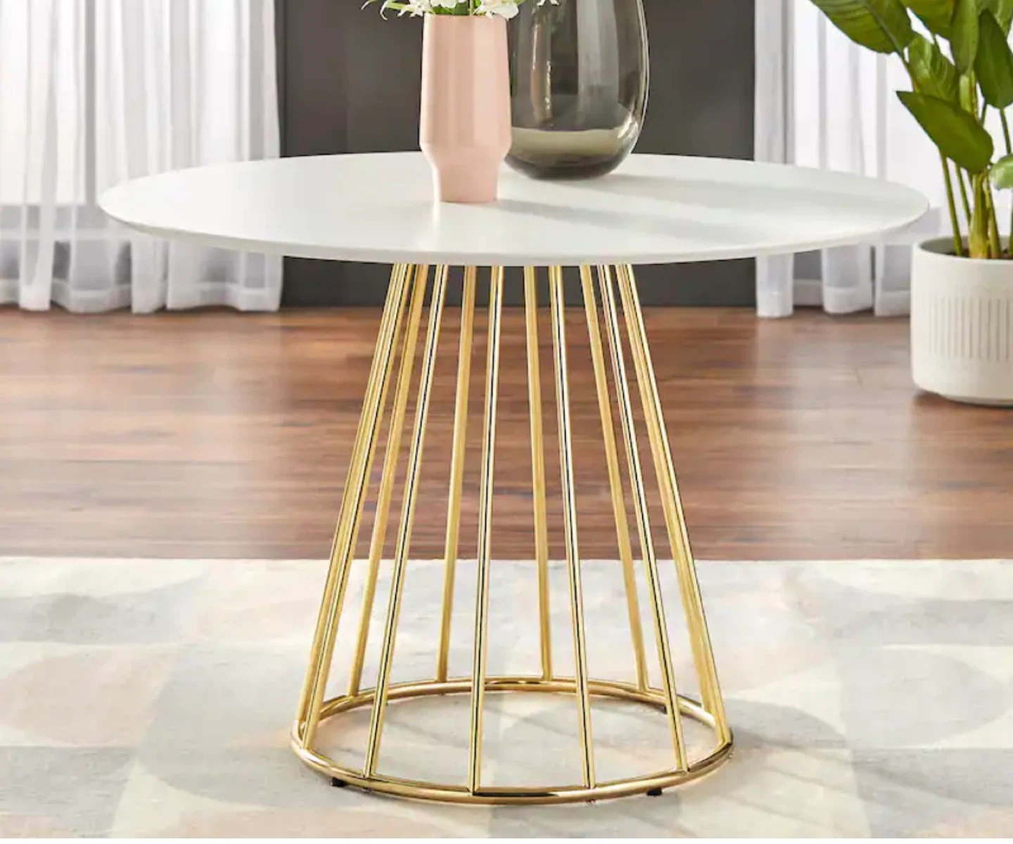 Round Dining Table w/ Gold Base