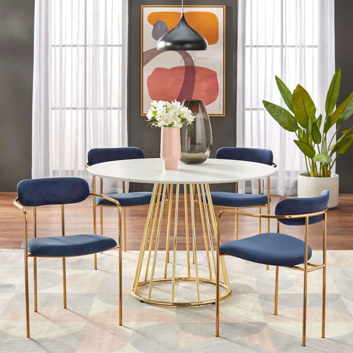 Round Dining Table w/ Gold Base - photo 3