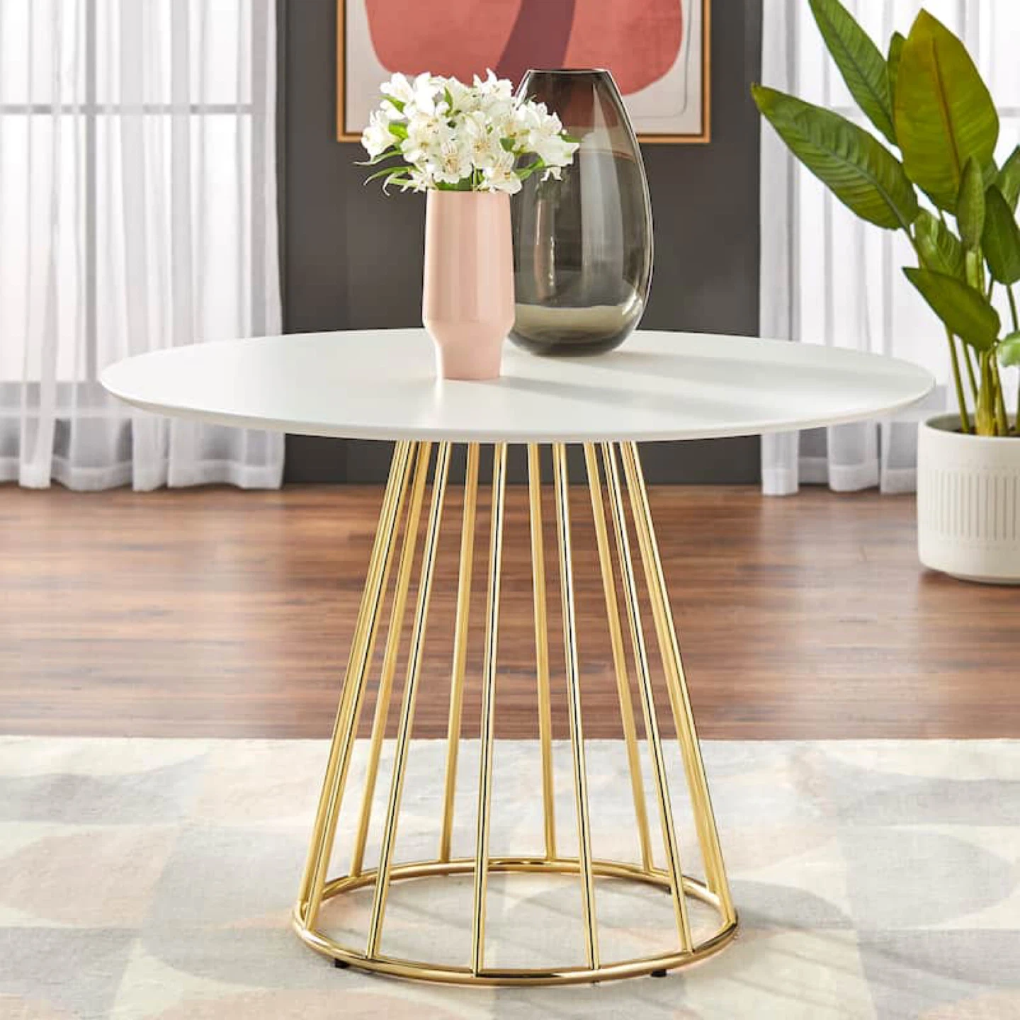 Round Dining Table w/ Gold Base - photo 4