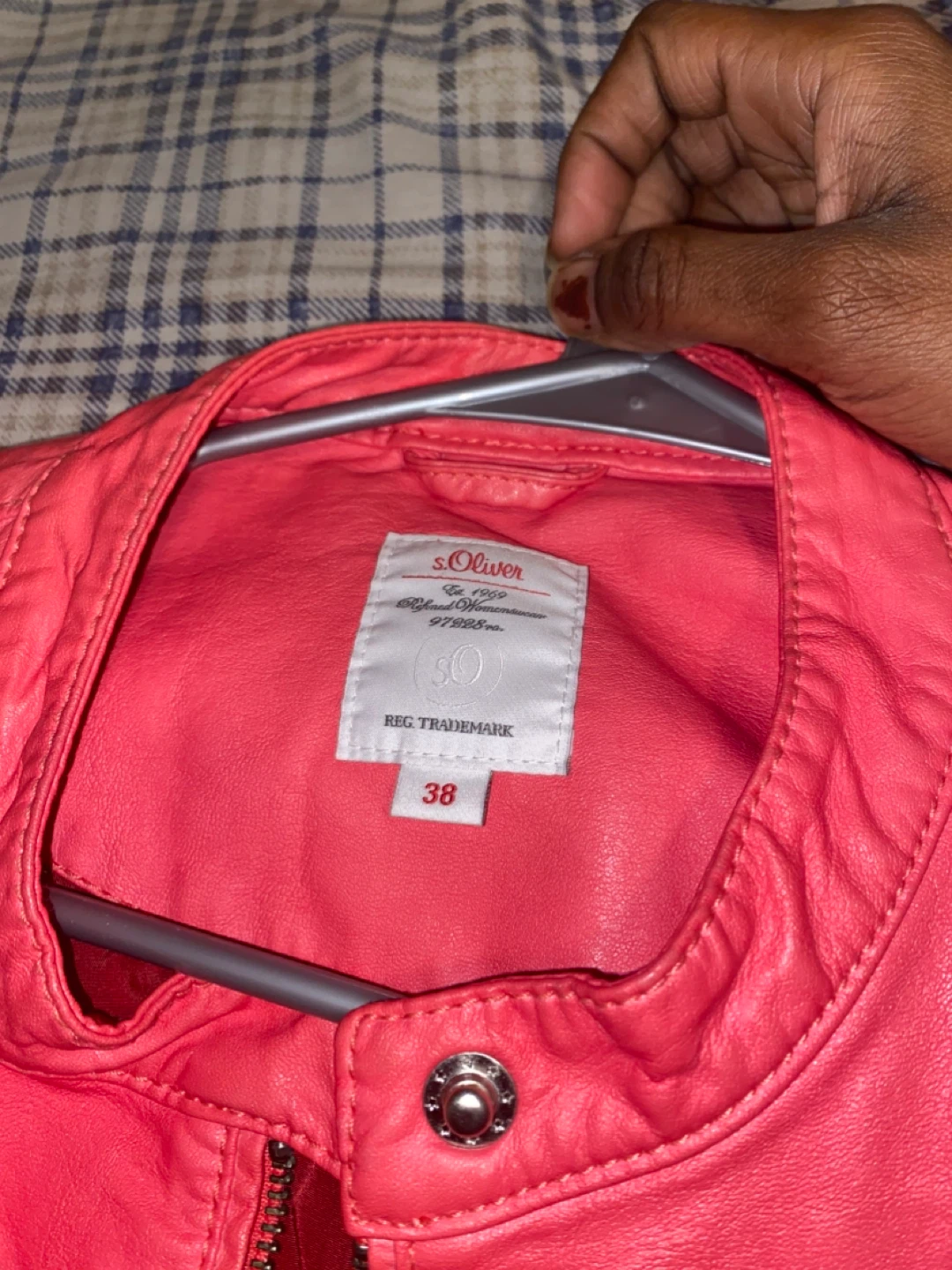 S.Oliver Red Leather Jacket Size 38 - photo 3
