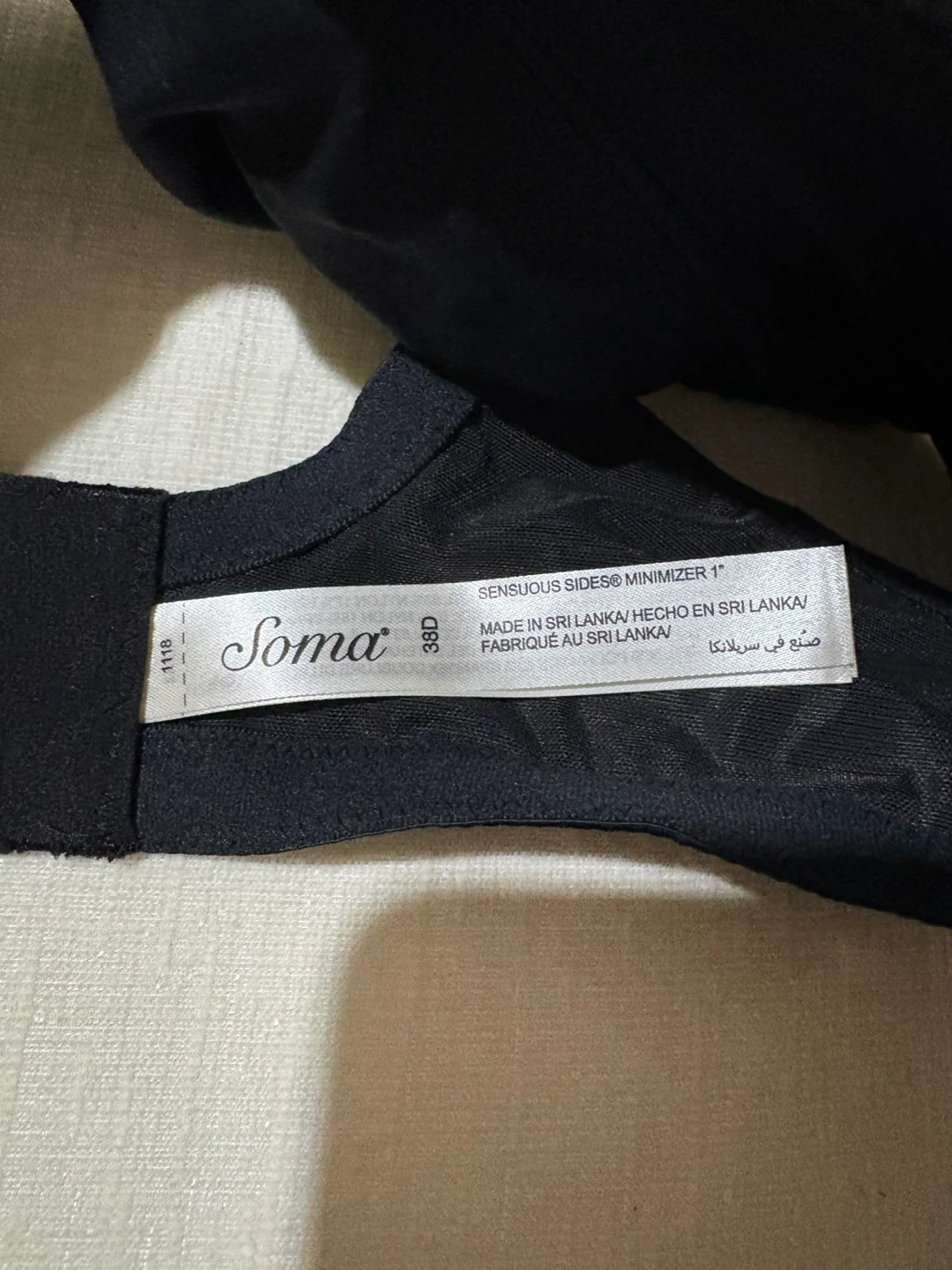 Soma Sensuous Sides Minimizer Bra - Size 38D Black - photo 3