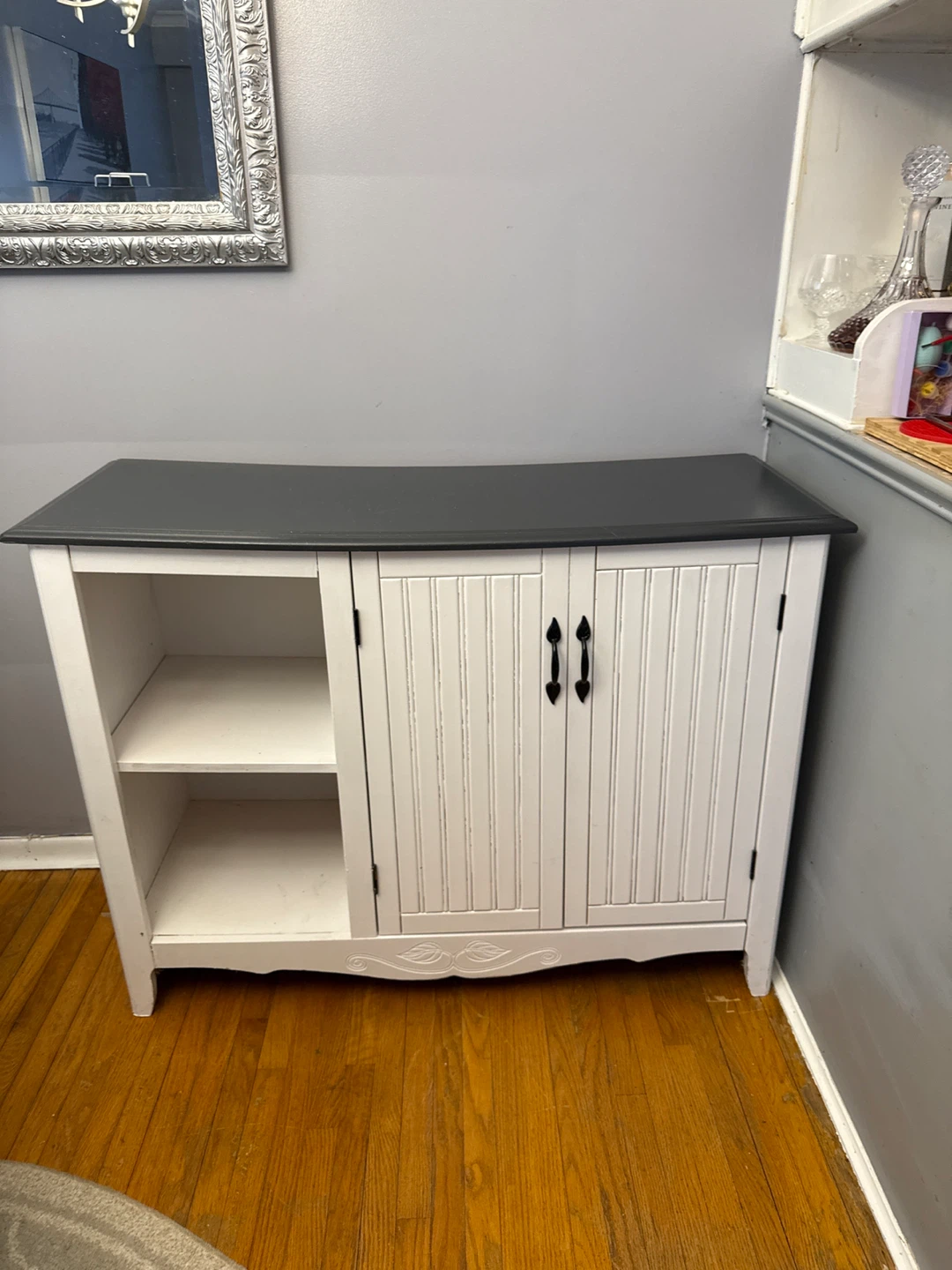 White Cabinet with Grey Top