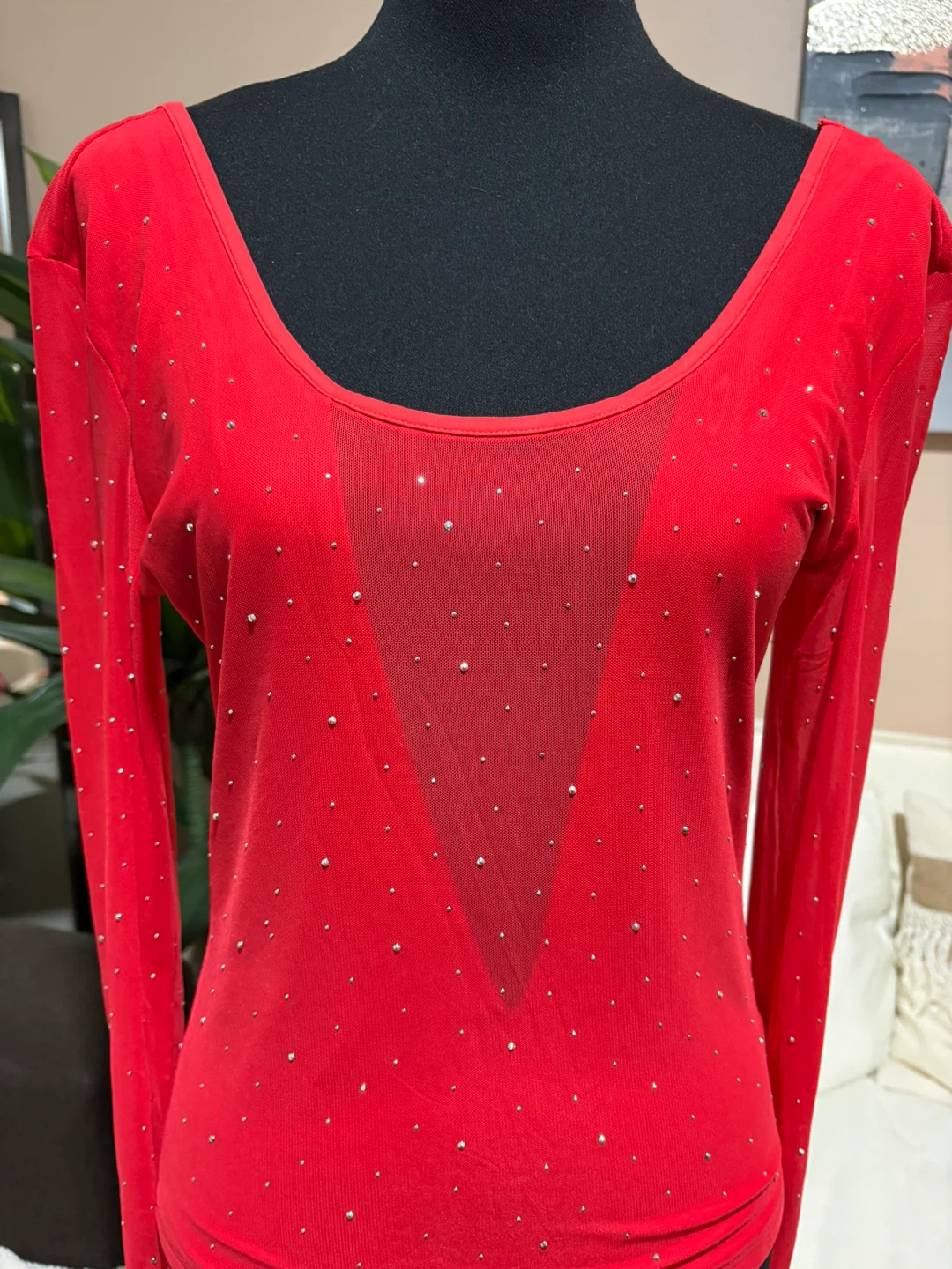 Relipop Red Rhinestone Long Sleeve Top - Size L - photo 4