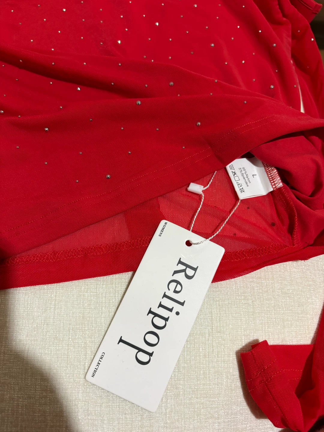 Relipop Red Rhinestone Long Sleeve Top - Size L - photo 5