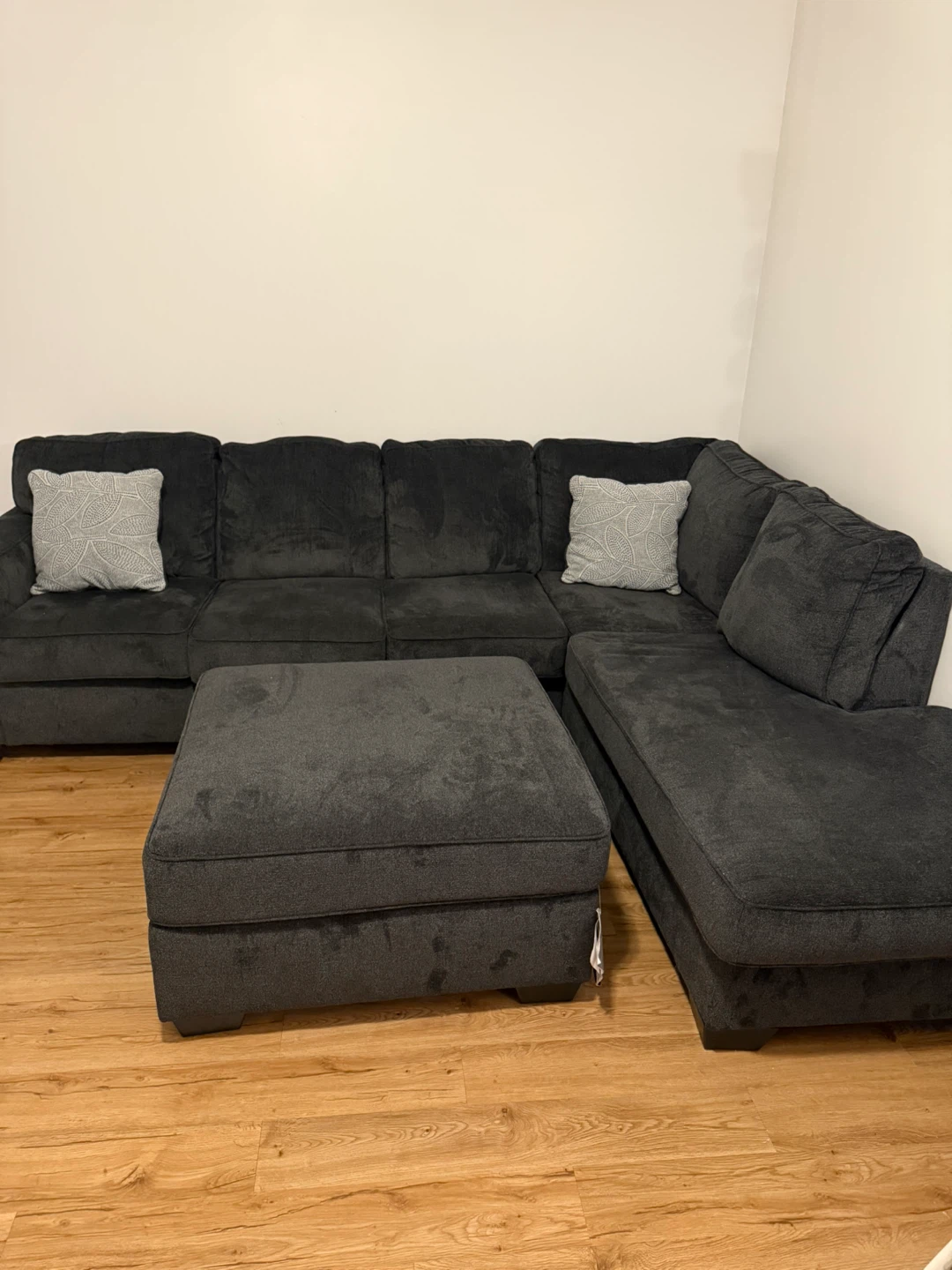 Gray Sectional Couch with Ottoman - photo 2