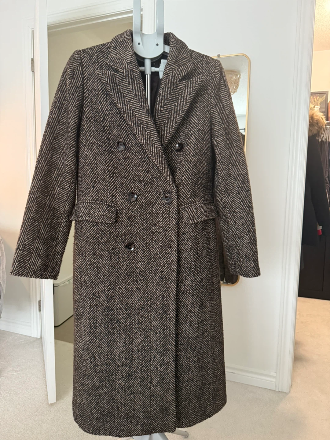 Dynamite Herringbone Wool Blend Coat - Size XS
