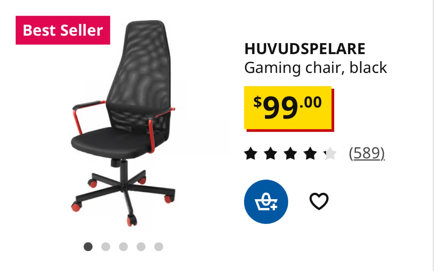 IKEA HUVUDSPELARE Gaming Chair - Black