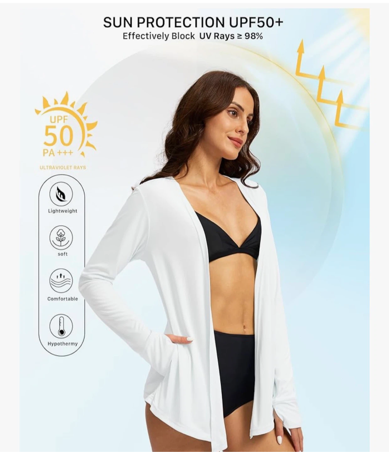 White UPF 50+ Sun Protection Cardigan