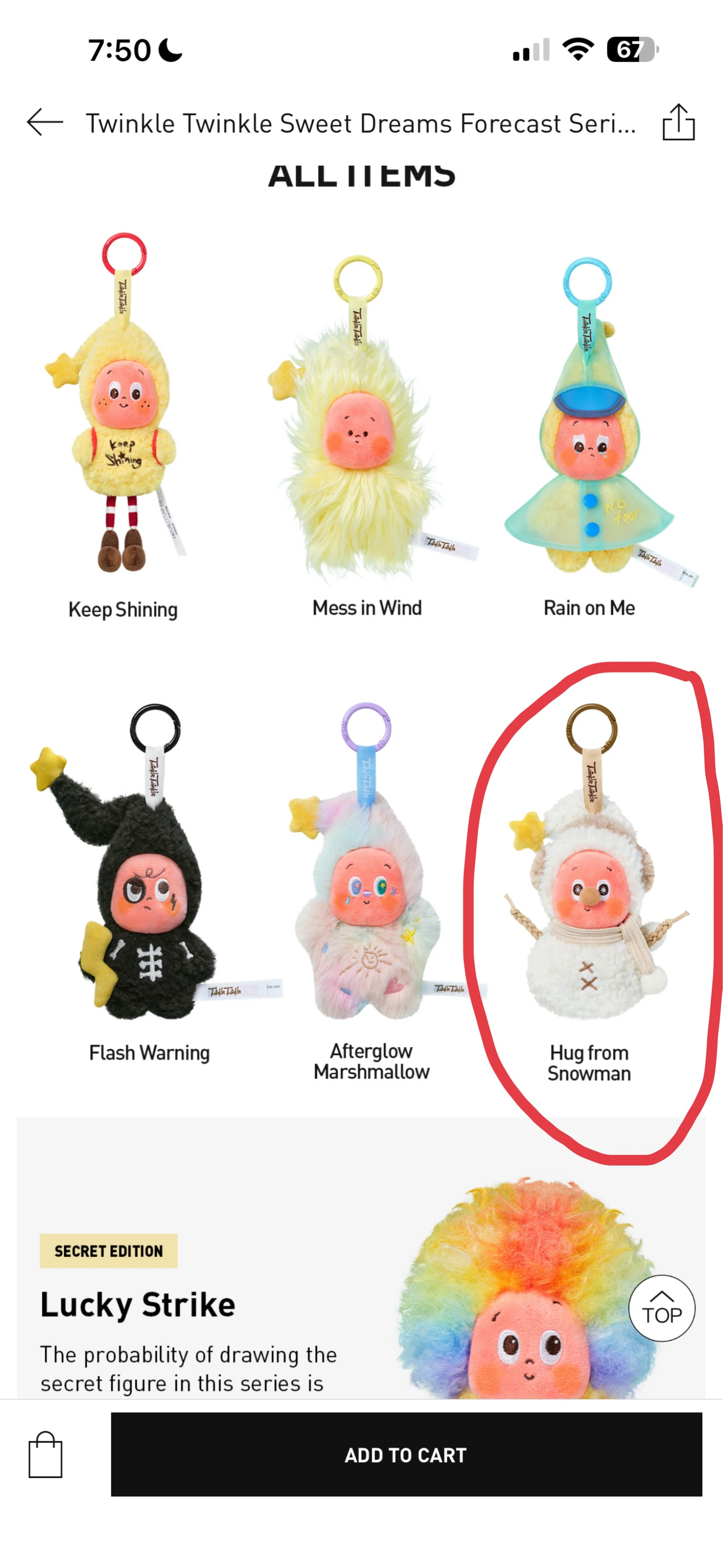 Pop Mart Twinkle Twinkle Plush Pendant - Hug from Snowman