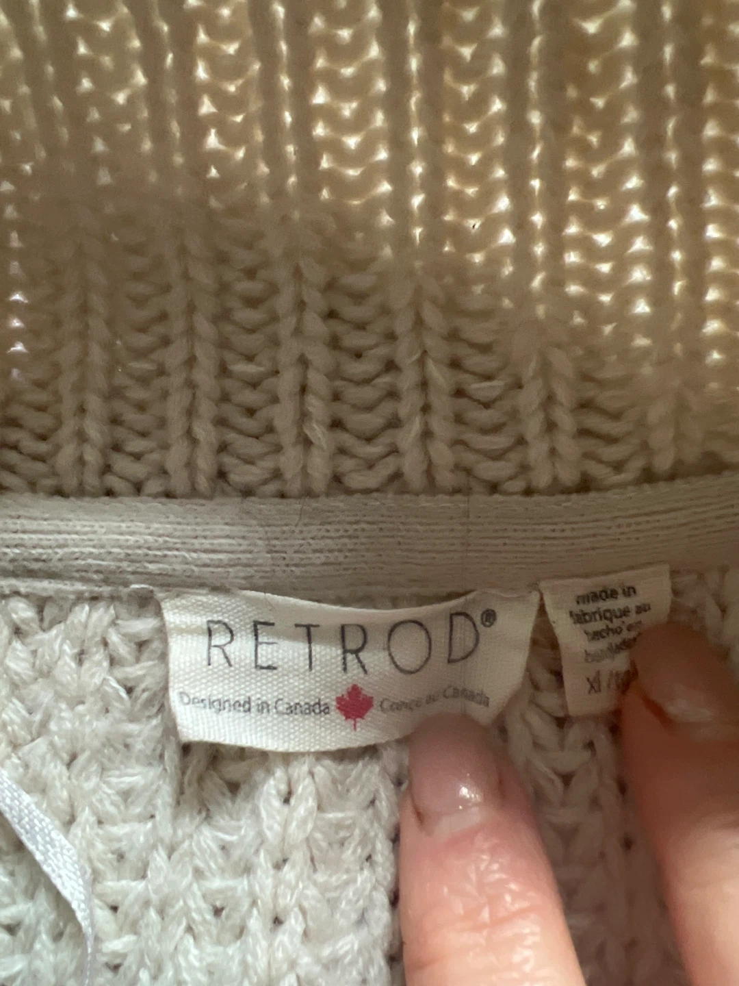 Retrod Cream Knit Cardigan - Size XL - photo 2
