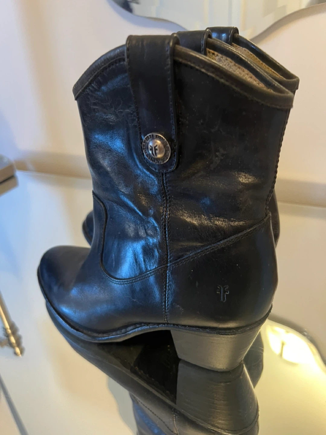 Frye Black Leather Ankle Boots - Size 6 - photo 3