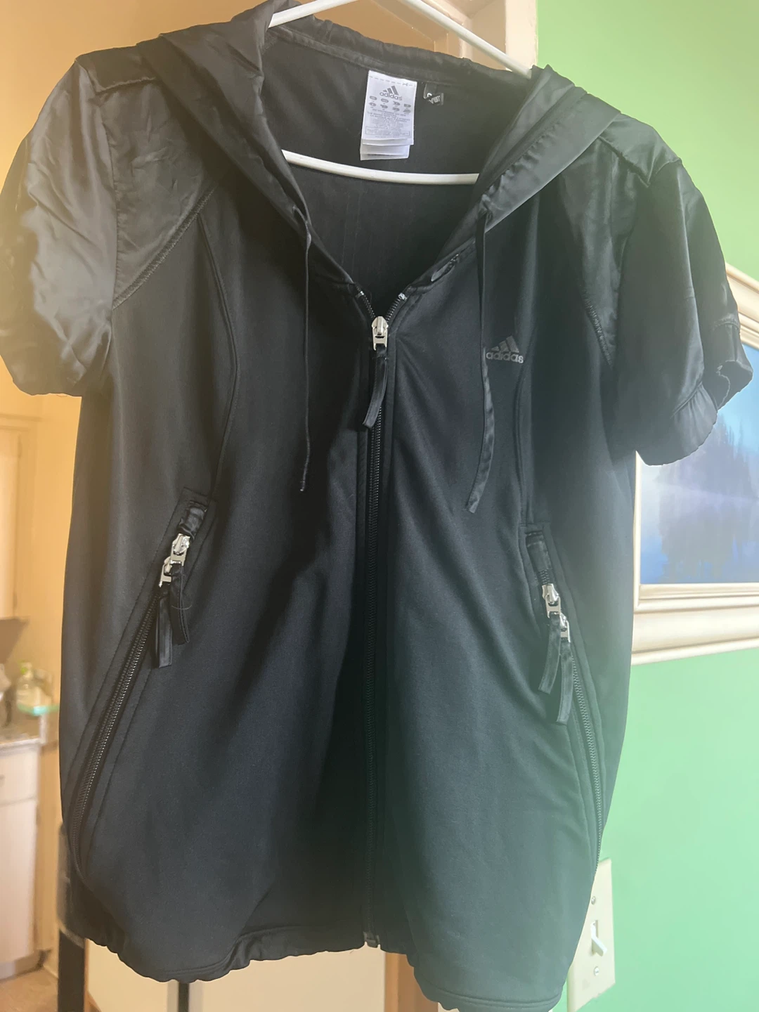 Adidas Climalite Black Short Sleeve Hoodie - Size M - photo 3