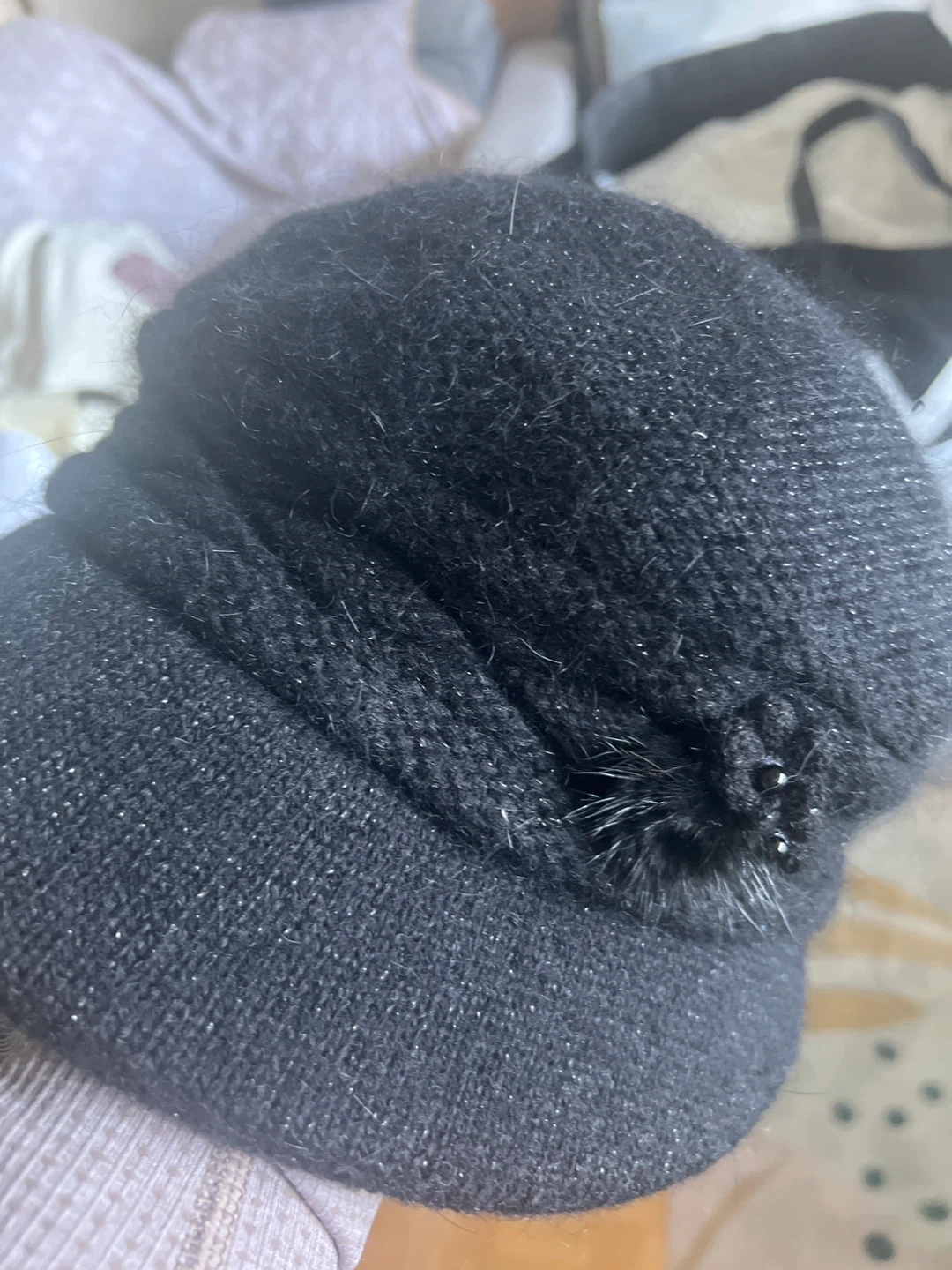 Black Acrylic/Spandex Blend Hat