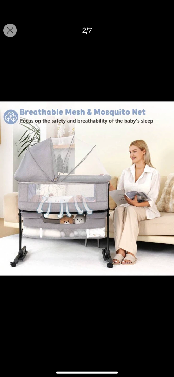 Baby Bassinet - Breathable Mesh & Mosquito Net - photo 3