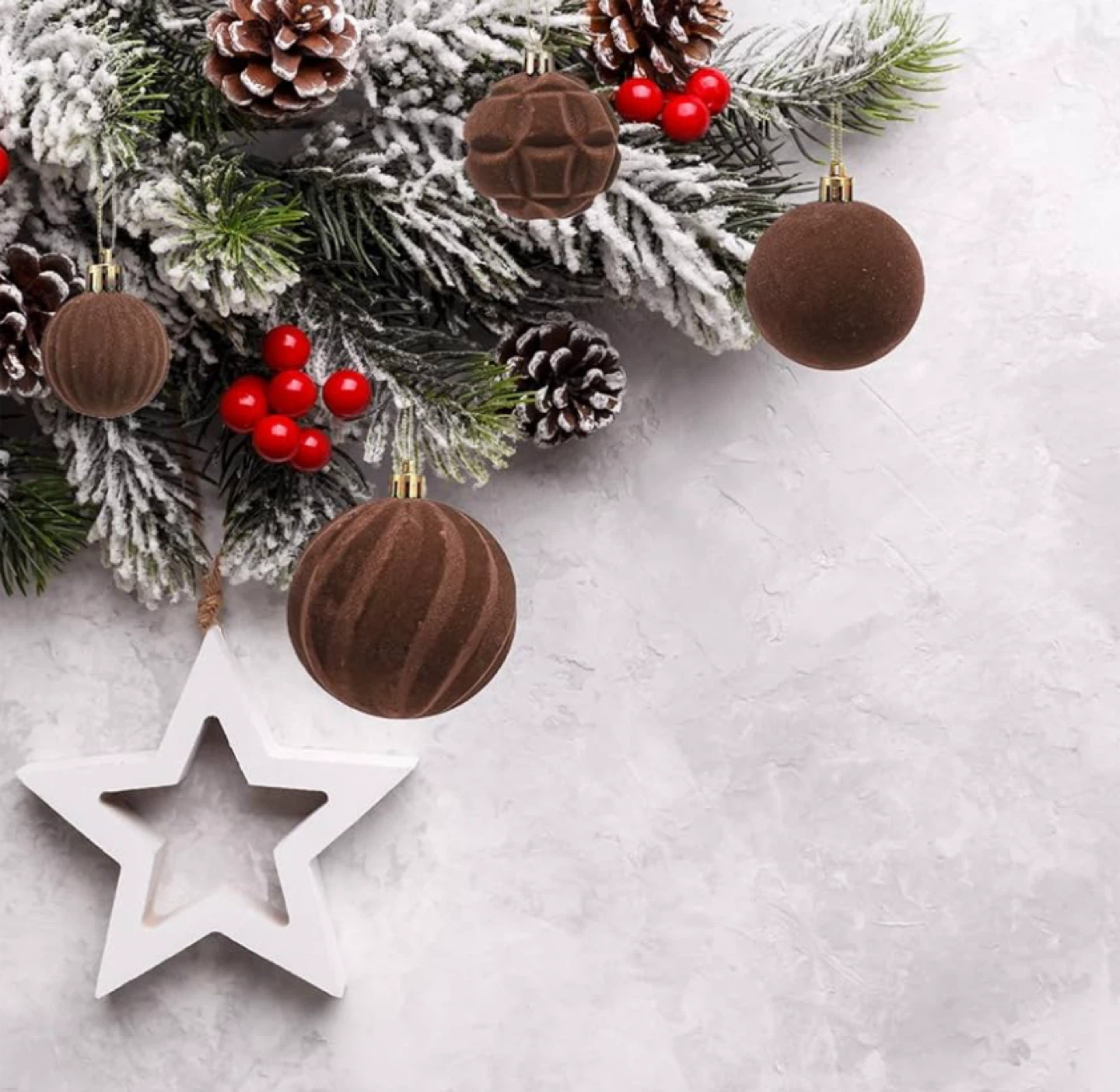 46-Piece Brown Velvet Christmas Ornaments Set - photo 4