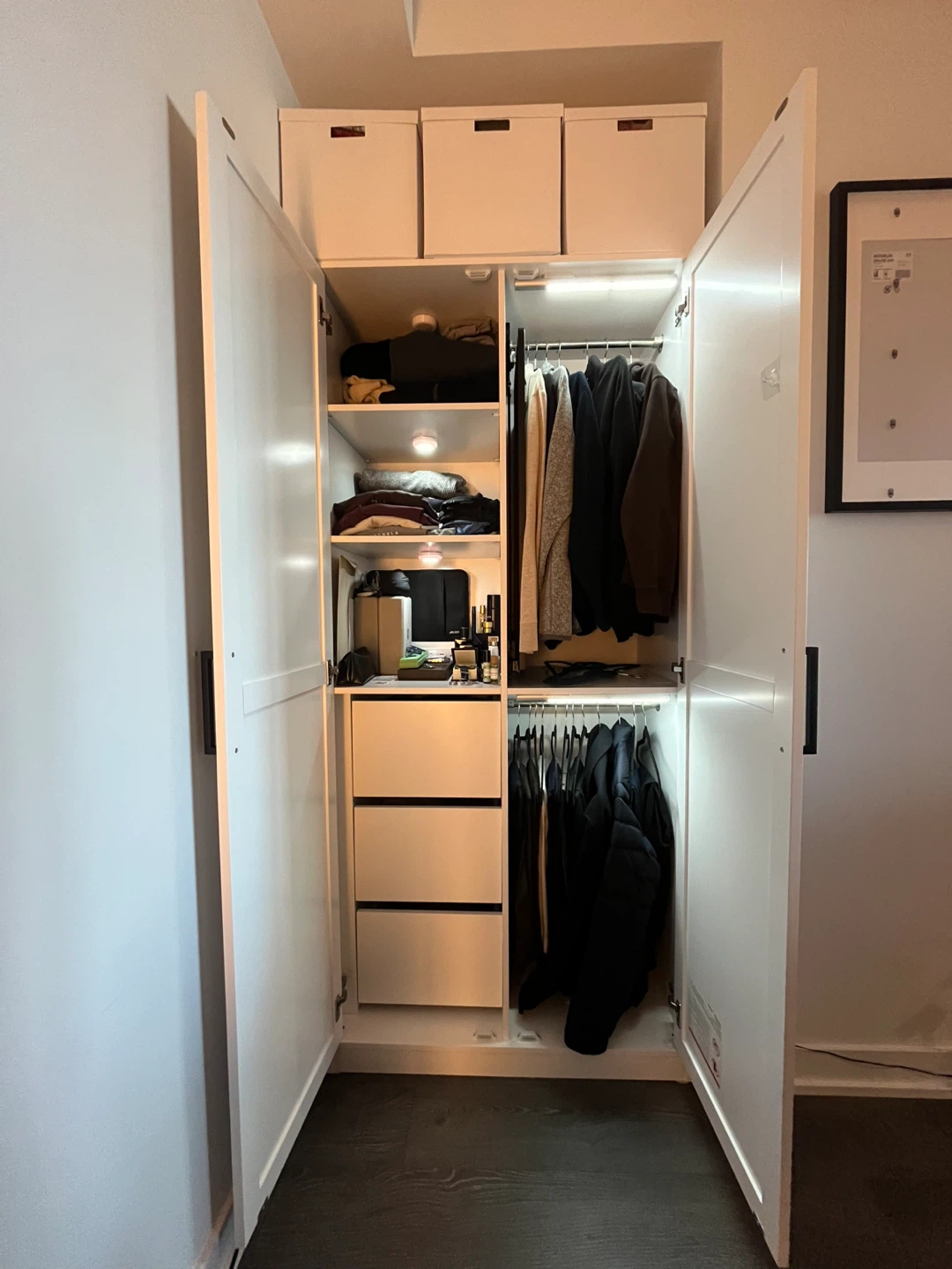 Canvas Wardrobe with Pullout Mirror and Power Outlet - photo 2