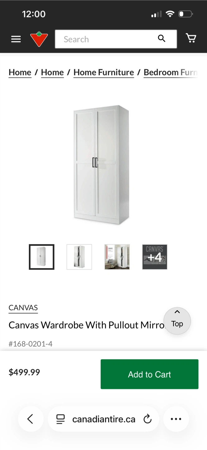 Canvas Wardrobe with Pullout Mirror and Power Outlet - photo 5