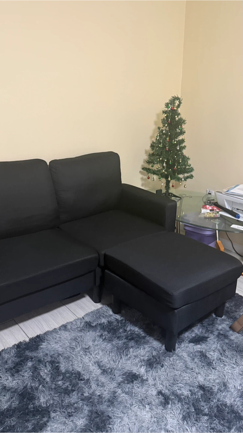 Black Sectional Sofa with Ottoman - photo 5