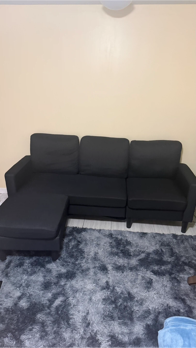 Black Sectional Sofa with Ottoman - photo 3